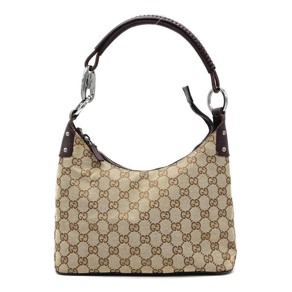 GUCCI GG Canvas Shoulder Bag Hobo Brown